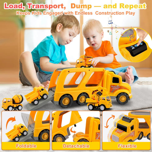 Nicmore 1 2 3 4 5 1 1-3 2-4| 18 2 Construction Truck Toddler Toys Car: Toys for Year Old Boy in Carrier Toys for Kids