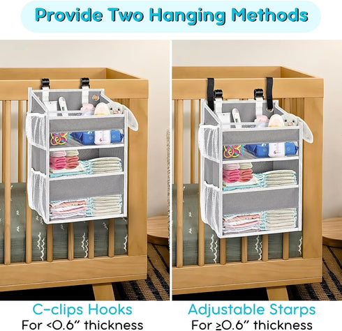2-Tier Ofiray-home Hanging Diaper Organizer for Changing Table,Cribs,Car,Playard or Wall & Nursery Organization-Durable