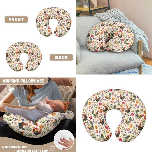 Sarogrorin 2PCS Floral Chickens Baby Car Seat Cover Stretchy Carrier Covers for Stroller/Shopping Cart Nursing Pillow