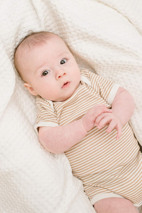 Cozy Lulujo Waffle Weave Baby Blanket in Vanilla