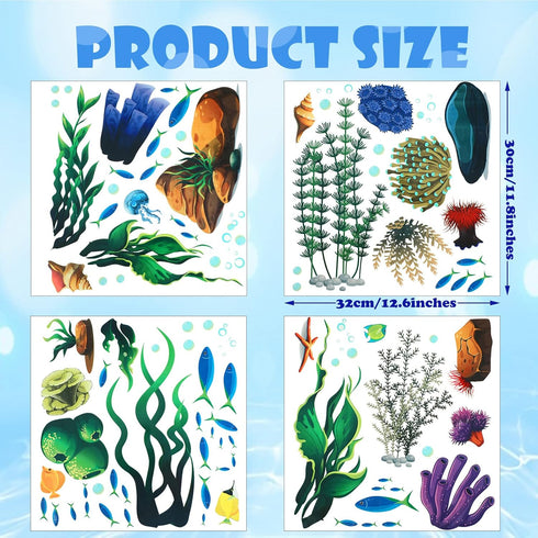 Zonon Under The Sea Wall Decals, Ocean Stickers, Coral Reef and Seaweed Underwater Decor for Nursery Living Room Office