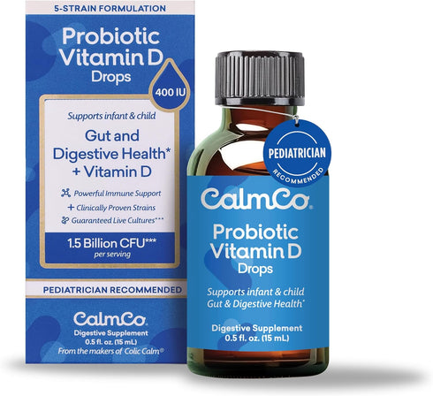 CalmCo Probiotic Vitamin D Drops - Supports Infant & Child Gut Health,
