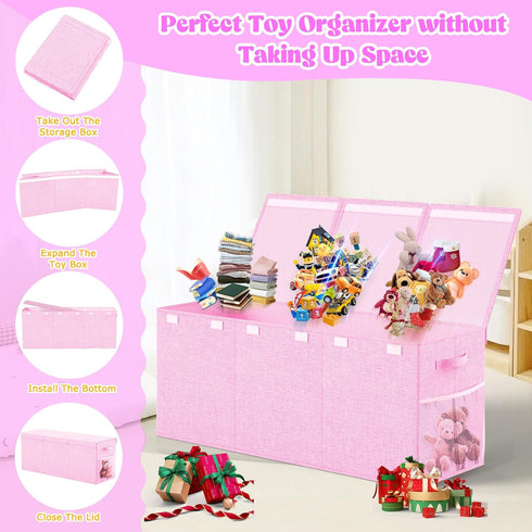 Beadsky 40"x14"x16" Extra Large Toy Box Toddlers Chest with Lids, Collapsible Sturdy Toy Storage Organizer, Kids Bin