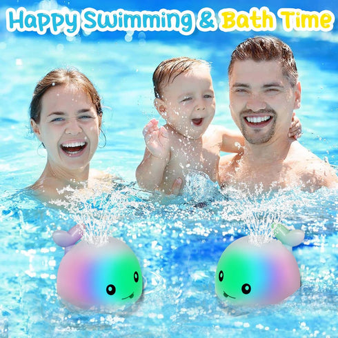 TFS TOP·FANS Baby Whale Bath Toy: Light Up Fountain for 6-12 Months Old, Bathtub Sprinkler Water Toys for Toddlers