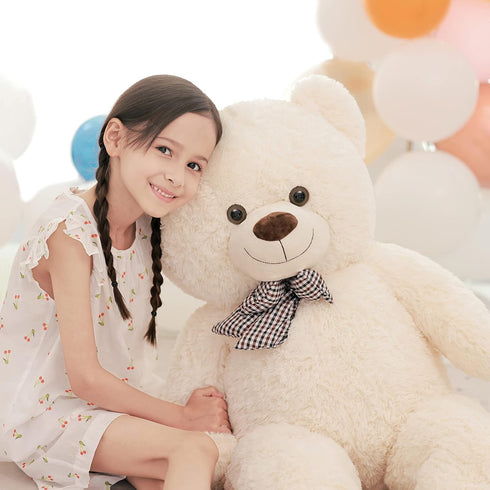 Poutmac 47 Inch Giant Teddy Bear Stuffed Animal, White Big Plush Teddy Bear for Valentine's Gift, Soft for Christmas