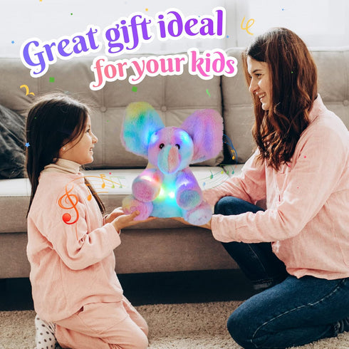 12'' Glow Guards Light up Peek-a-Boo Elephant Stuffed Animal Musical Rainbow Elephant Singing Stuffed Animal Electric