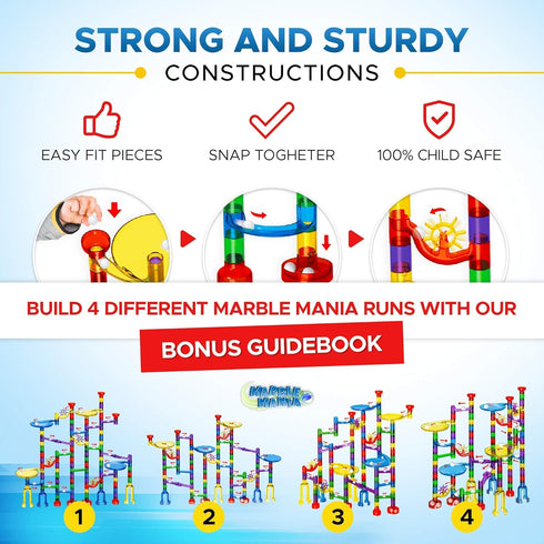 Marble Mania 162 4-8 4+ Marble Run - Marble Runs for Kids - Pieces Plus Storage Tub - Construction Toys for Year Old