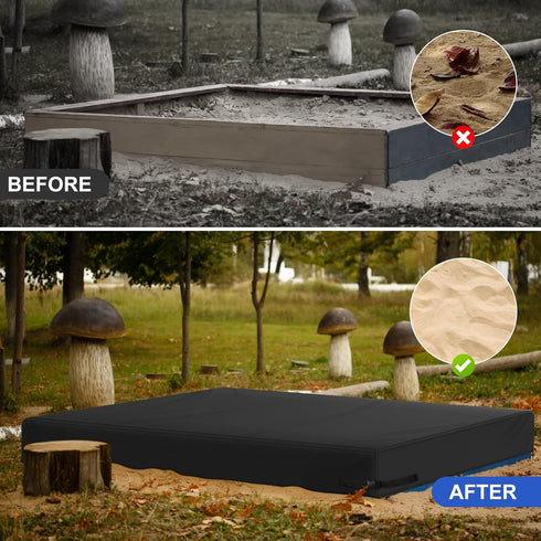 800D Toys(Black,72" 72" 8") Sandbox Cover, Oxford Cloth Waterproof Outdoor Square Sand Box Cover for Kids, Protect