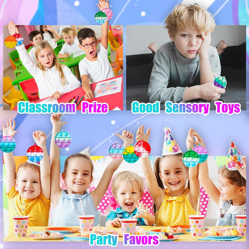 24PCS TOANWOD Pop Fidget Toys Party Favors for Kids: Goodie Bags Stuffers Stocking Stuffers - Bulk Pop Keychain