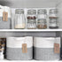 Goodpick Woven Storage Basket for Shelves, Small Laundry Basket with Handles, Grey and White