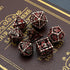 Set,7-Piece 3D Hollow Grim Reaper Metal DND Dice Polyhedral RPG Dice, Hollow Skeleton Design (Blood Red Numbers)