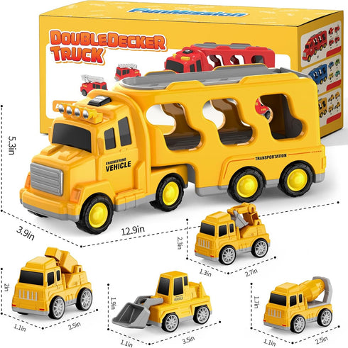 FunMission 3-9 Old5 1 3 4 5 6 7 Toddlers Construction Toys for Kids Year in Friction Power Vehicle Car for Years Old