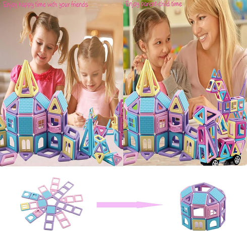 ASOK 181 Pcs Magnetic Building Blocks: STEM Educational Magnet Tiles for Kids' Creativity & Imagination