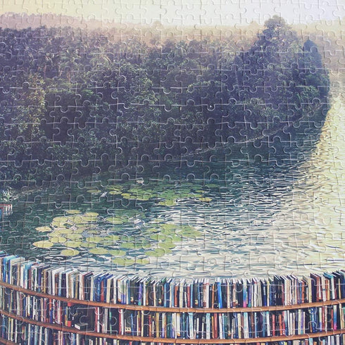 Moruska 1000 Pieces Puzzles for Adults - Wooden Jigsaw Puzzle Challenge - Bookshelf Dam