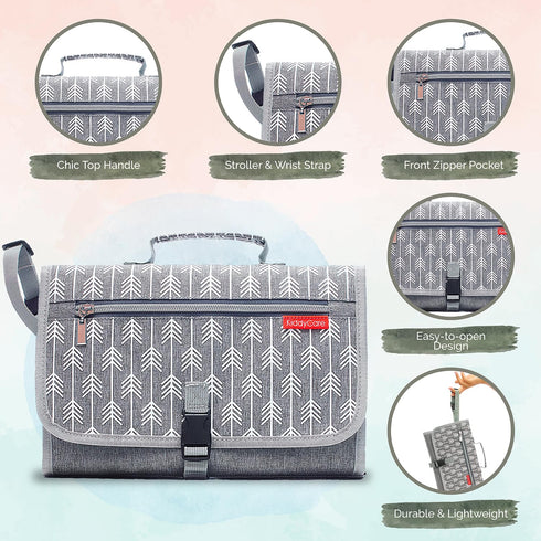 KiddyCare Portable Diaper Changing Pad for Baby Travel | Portable Changing mat for Newborn Baby Girl & Boy | Waterproof