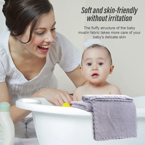 Sunny zzzZZ Ultra Soft 24 Pack Baby Washcloths - 10x10 Inches Coral Fleece, Extra Absorbent for Sensitive Skin