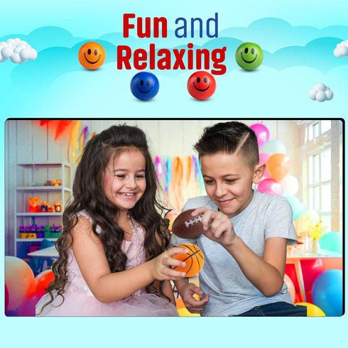 Bulk Mini Stress Balls (25 Pack) 2-3 Inch Soft Squeezable Fidget Toy Balls, Variety of Shapes & Colors for Kids Party