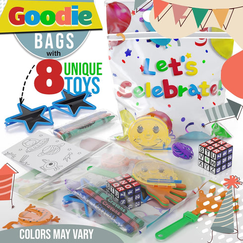 10 4-8 Crown Display Party Favors for Kids Pre Filled Party Favor Bags - Fun Goodie Bags Stuffers for Kids with Fidget