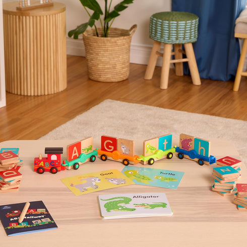Set 84 Battat Education Wooden Alphabet Train ABC Letter Train Toy with Pieces for Toddlers Educational Color & Shape