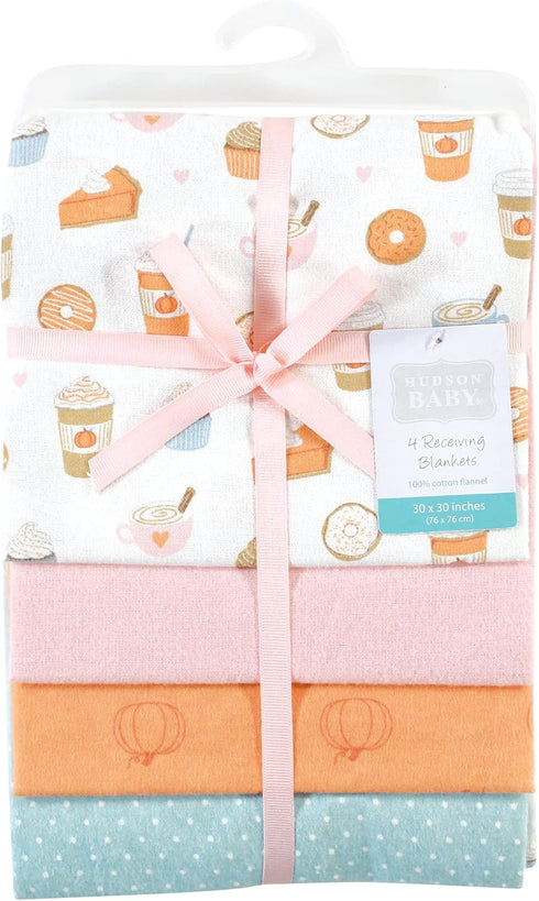 Hudson Baby Unisex Baby Cotton Flannel Receiving Blankets, Pumpkin Spice, One Size by Hudson Baby