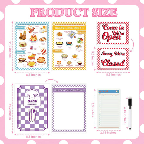 SHIQIKEJIPTY Set Set 2 60Page Set 4 Diner Restaurant Play Food Play Kitchen Accessories Restaurant Toy Double Sided
