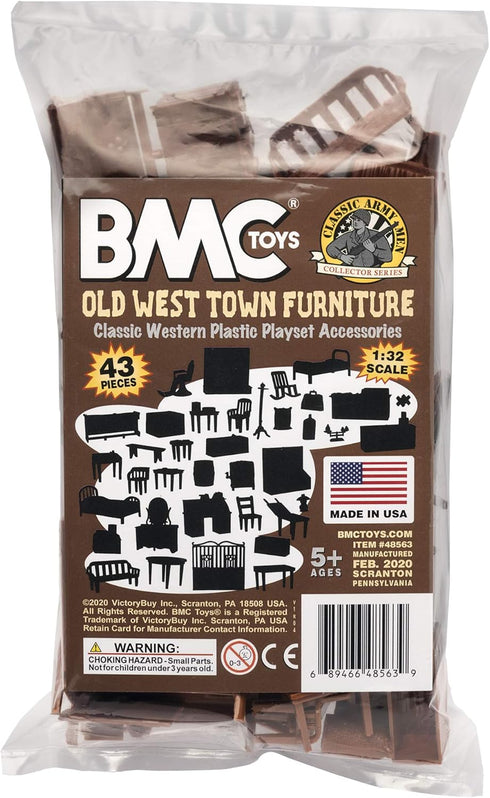 BMC Classic Marx Western Town Furniture 42pc Plastic Cowboy Playset Accessories