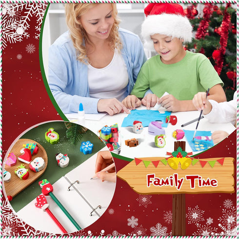 Big Christmas Erasers, Fun Snowman, Snowflake, Santa Claus, Christmas Tree Holiday Erasers, 12 Pcs for Kids, Students