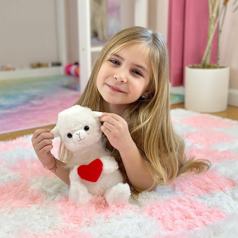 Valentine's Day Stuffed Animals - Heart Llama Alpaca, 8.5 Inches Tall, Child Safety Certified Plushies