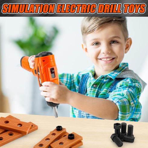 PANPAPA Set 1-3,Electric Set,Kids 3+ Toy Drill for Toddlers Power Kids Drill and Screw Pretend Play Tool with Realistic