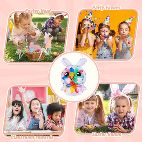 12 Exun Pcs Easter Bunny Mini Squeeze Balls, Easter Basket Stuffers, Easter Egg Fillers, Squishies Stress Relief Fidget