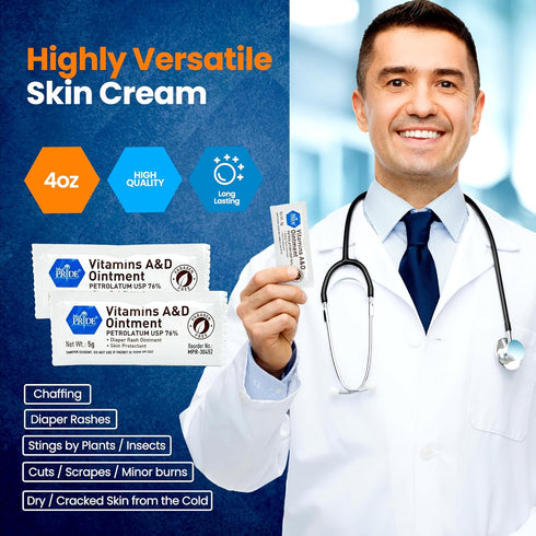 Packets 5g Packets, 144-Count, MED PRIDE Vitamins A&D Ointment for Skin Relief -Vitamin A & D Skin Protectant Ointment