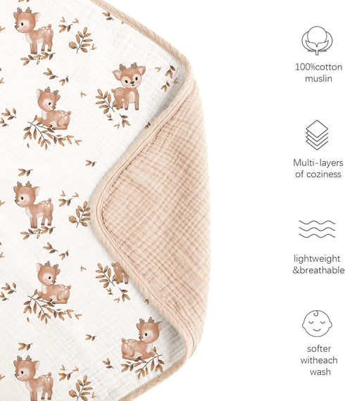 100% 40"x36" Konssy Muslin Baby Blankets for Girls Boys, Cotton Crib Blanket for Baby Infant Toddler, Super Soft
