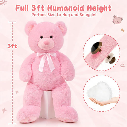 36 inch 3ft MorisMos Big Teddy Bear Stuffed Animal, Large Bear Plush, Big Stuffed Bear with Footprints Gifts for Kids