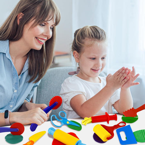 9 Set Dough Play Tool Kit for Kids, PCS Basic Dough Starter with Pizza Cutter, Safety Scissors, Rolling Pin, Roller