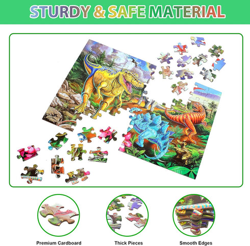 Puzzles for Kids Ages 4-10 - 100 Piece Big Dinosaur Floor Jigsaw Puzzle for Educational Learning Toys