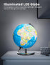 9" Illuminated World Globe with Stand - Educational Globe for Kids Learning, Colorful HD World Map Details