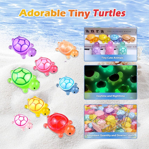 100 Pcs Mini Turtle Blind Bags for Kids - Glow in The Dark Resin Turtles Collectible Sea Turtle Toys for Party Favors