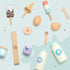 12-Piece Set 3+ Pillowhale Wooden Dairy & Ice Cream Play Food Pretend Fridge Food Accessories w/ Milk Bottles Yogurt