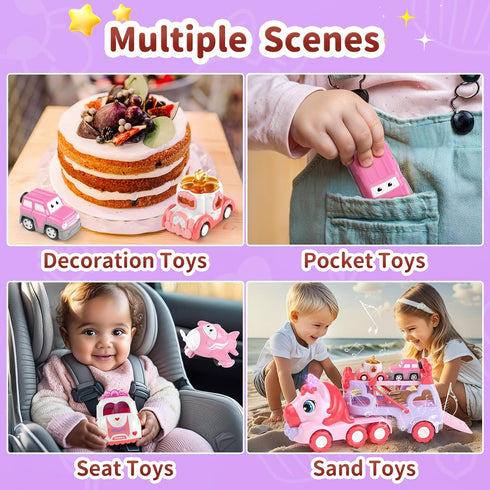 2 3 7-in-1 2-4, 2+ 3+ usrela Toys for Year Old Girl Truck, Girl Carrier Truck Car with Light & Sound, Toddler Girl Car