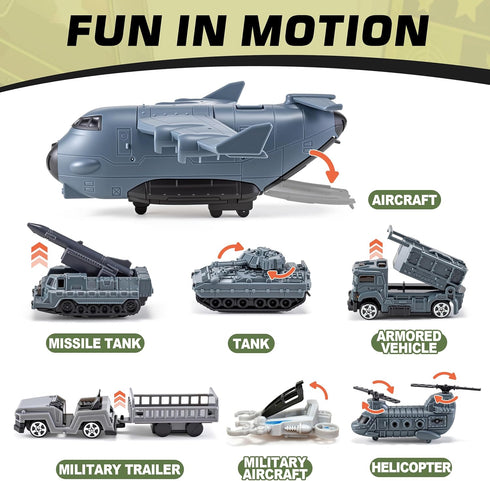 Playset, 11 3 4 5 Military Base Building Army Toys with Vehicles Airplane Helicopter Fighter Jet Army Men Action