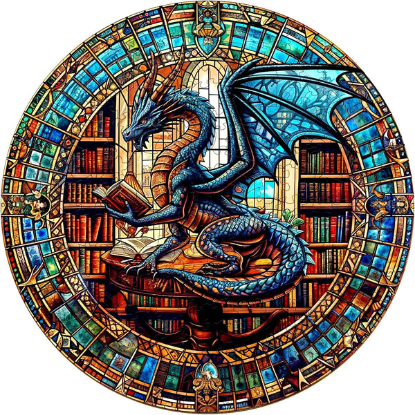 Wooden Puzzles for Adults - The Dragon's Library Wooden Jigsaw Puzzle, Unique