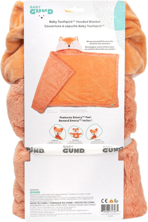 Baby GUND Lil’ Luvs Hooded Blanket, Emory Fox, Ultra Soft Plush Security Blanket for Newborns