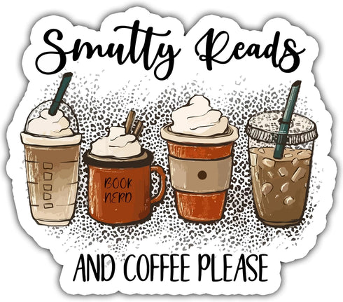 3PCS Smutty Reads and Coffee Sticker, Funny Gift for Him, Husband, Boyfriend, Dad, Hard Hat Stickers, Co-Workers Sticker