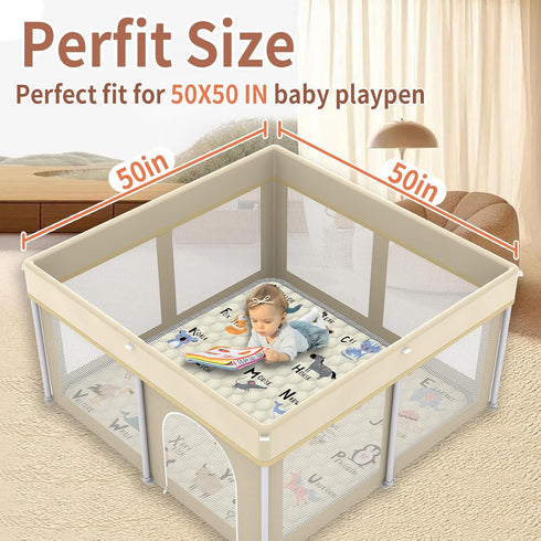 50" 50", Baby Play Mat X Thickened Soft, Waterproof and Non-Slip Crawling Floor Pad, Machine Washable and Foldable