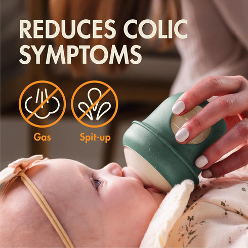 4 Boon Nursh Bottles - Silicone Baby Bottles Help Ease Colic Symptoms - Formula and Breast Milk Only Touch Food-Grade