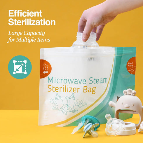 10 Pack Microwave Sterilizer for Baby Bottles Pacifier Sanitizer and Breast Pump Sterilizer Bags Portable Travel