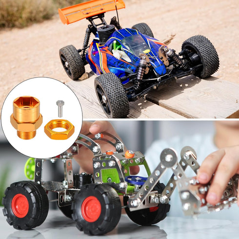 MECCANIXITY Wheel Hex Hub Adapter with M4 Threaded Axle, 12mm to 17mm Extension Conversion Nuts for 1/10 & 1/8 Car