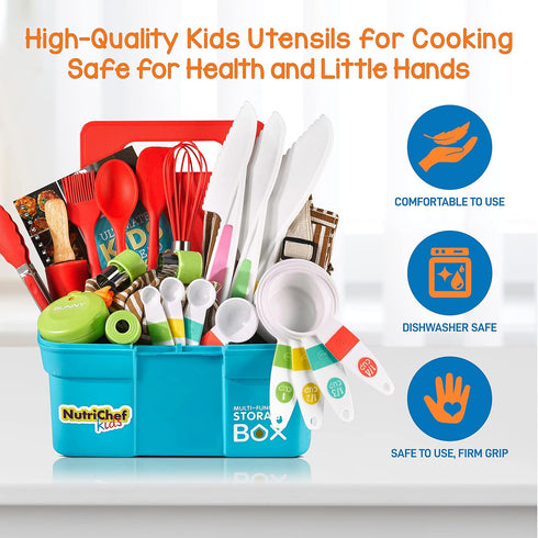Playset, Set Toolbox NutriChef Kids Kitchen Complete Kitchen for Kids with Apron, Utensils, Recipe Cards, Toddler