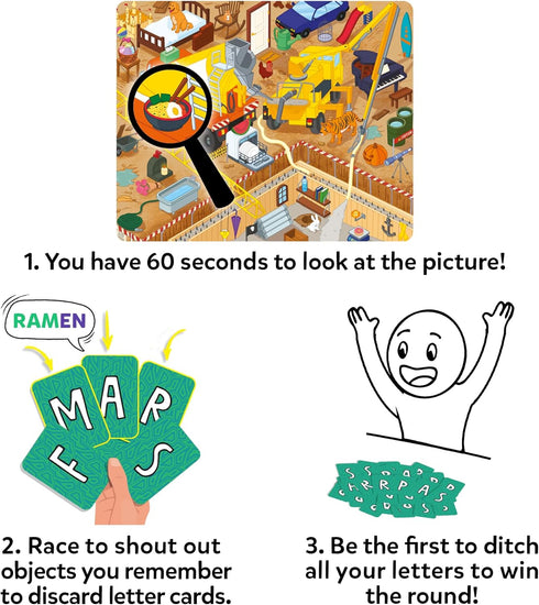 60 7, 8, 9 Skillmatics Board & Card Game Who Saw What? in Seconds, Memory Game for Kids, Teens & Adults, Fast-Paced