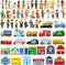 Blosssound 81 Pcs Wooden Community Helpers Toys Wooden Car Town Set Wood People